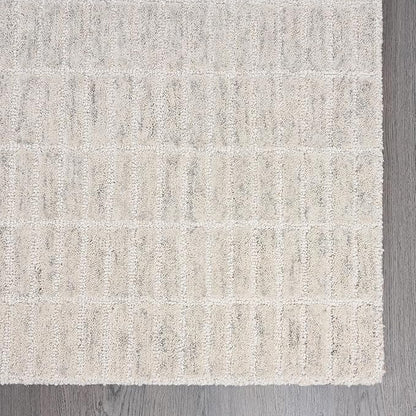 Hand-Tufted 100% Wool Area Rug – Unique Modern Geometric Grid Pattern, Soft Plush Textured Carpet for Living Room, Bedroom, Dining Room & Entryway (Grey, 9' x 9' sq)