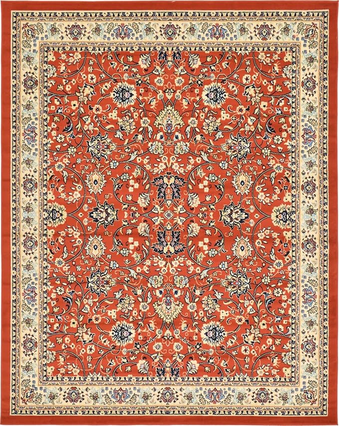 Unique Loom Sialk Hill Collection Area Rug - Washington (7' 10" x 10' Rectangle Terracotta/Cream)