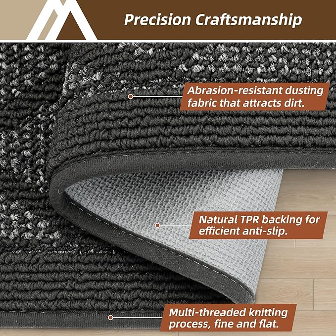 COSY HOMEER Non-Slip Door Mat 36"x60", Entryway Rugs Low Profile Absorbent Dirt Trapper Doormat for Front Entrance, Washable Polypropylene Entry Mat (Dark Grey)