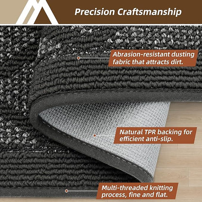COSY HOMEER Non-Slip Door Mat 32"x48", Entryway Rugs Low Profile Absorbent Dirt Trapper Doormat for Front Entrance, Washable Polypropylene Entry Mat (Dark Grey)