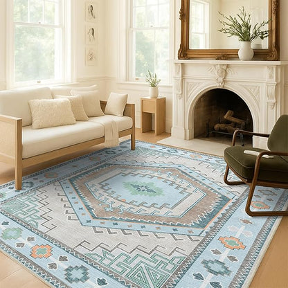 Fame Living Washable Area Rug. Modern Farmhouse. Vintage. Turkish. Bohemian. Distressed. Oriental. Traditional. Rugs for Living Room. Dining. Bedroom. Office. Entryway. Foyer. (856GG, 2' x 3')
