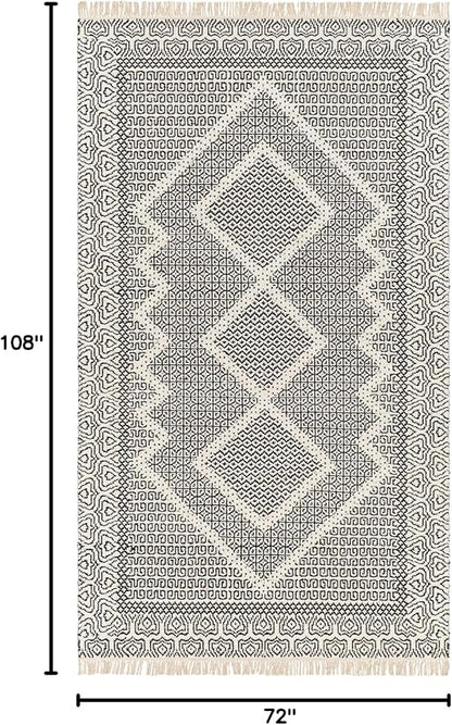 Mark&Day Wool Rugs, 6x9 Nishnabotny Cottage Dark Gray Area Rug, Grey Beige Carpet for Living Room, Bedroom or Kitchen (6' x 9')