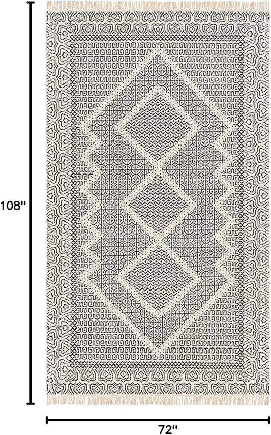 Mark&Day Wool Rugs, 6x9 Nishnabotny Cottage Dark Gray Area Rug, Grey Beige Carpet for Living Room, Bedroom or Kitchen (6' x 9')