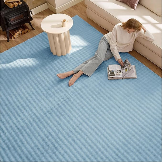 Bedsure 5x7 Fluffy Area Rugs for Living Room, Machine Washable Rugs, Non-Slip Backing, Non-Shedding, Pet Friendly Throw Rug for Bedroom Dining Room, Rug for Kids Room, Celestial Blue
