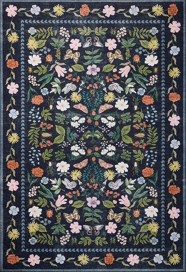 Loloi Rifle Paper Co. Canopy Collection CNP-04 Black 2'-3" x 3'-9" Accent Rug