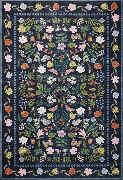 Loloi Rifle Paper Co. Canopy Collection CNP-04 Black 3'-9" x 5'-9" Accent Rug