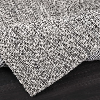 CAMILSON Outdoor Rug 10x14 Modern Area Rugs for Large Indoor and Outdoor Patios and Porches - Waterproof, Washable, Non-Shedding, Easy-to-Clean Outside Carpet (10 x 14, Solid - Silver Gray)