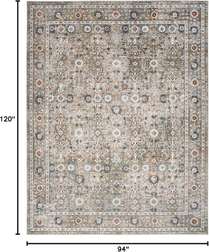 Nourison Home Astra Machine Washable Gold Grey 7'10" x 10' Area Rug - Easy Clean, Non Shedding, Bed Room, Living Room, Dining Room, Kitchen (8' x 10')