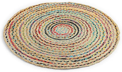 REDEARTH · Jute Cotton Chindi Area Rug - 3' Round Rug, Handwoven, Non-Shedding, Soft & Durable – Multi Tones for Home Décor in Living Room, Dining Room, Bedroom, Set of 2