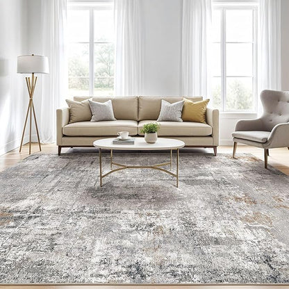 6x9 Area Rugs Washable Rug: Large Abstract Modern Soft Stain Resistant Indoor Floor Non Slip Accent Carpet for Living Room Bedroom Nursery Playroom Dining Room Office Dorm Home House- Gray Rust