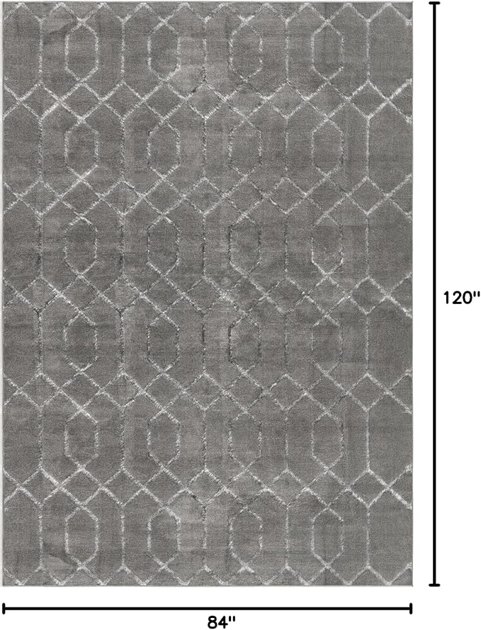 Marilyn Monroe Glam Collection Area Rug - Trellis (7'x 10' Rectangle, Gray Silver/ Silver)