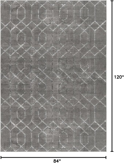 Marilyn Monroe Glam Collection Area Rug - Trellis (7'x 10' Rectangle, Gray Silver/ Silver)