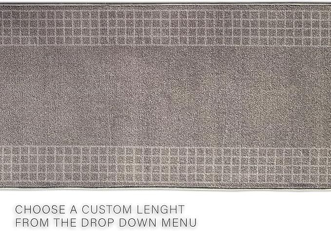 Custom Made Runner Rug for Kitchen Foyer Hallway Entry Choose Your Length 26 Inch Wide Geometric Checkered Design Grey Color (8 feet x 26 inch)