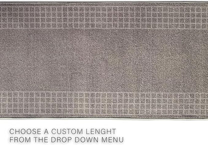Custom Made Runner Rug for Kitchen Foyer Hallway Entry Choose Your Length 26 Inch Wide Geometric Checkered Design Grey Color (7 feet x 26 inch)