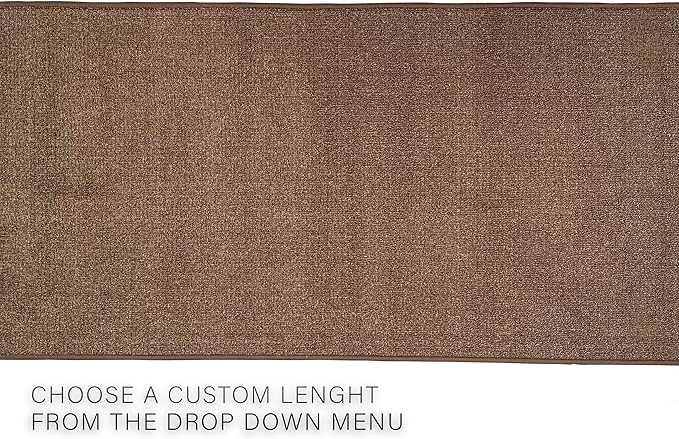 Custom Made Runner Rug Low Pile with Rubber Backing for Kitchen Foyer Hallway Entry Choose Your Length Size 31 Inch Wide Solid and Plain Brown Color (5 feet x 31 Inch)