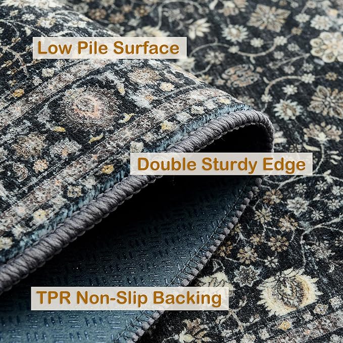 2x3 Rug,Boho Vintage Oriental Washable Rugs,Collapsible Area Rug for Bedroom, Entryway, Kitchen, Bathroom