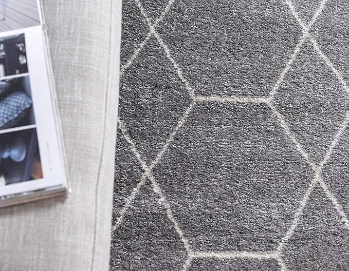 Unique Loom Trellis Frieze Collection Area Rug - Geometric (5' Square, Light Gray/ Ivory)