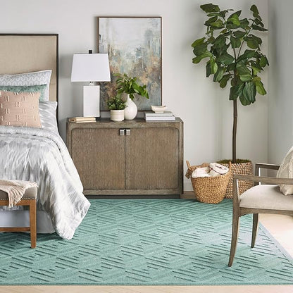 Nourison Home Versatile Aqua Teal 9' x 12' Area Rug - Easy Clean, Non Shedding, Bed Room, Living Room, Dining Room, Kitchen (9' x 12')