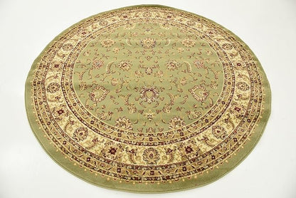 Unique Loom Voyage Collection Traditional Oriental Classic Intricate Design Area Rug (6' 0 x 6' 0 Round, Green/Ivory)