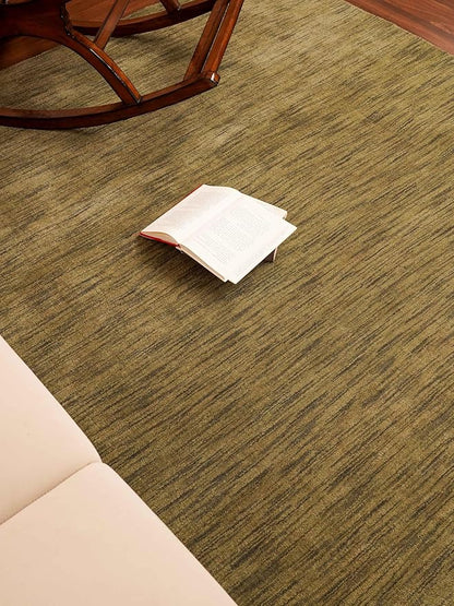 Rugsotic Carpets Hand Knotted Loom Wool 3'x5' Area Rug Solid Green L00111