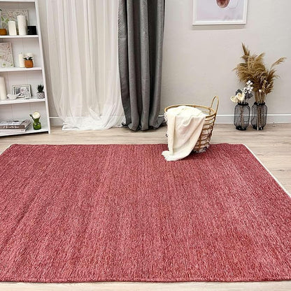 Alfa Rich 3x10 Dark Pink Washable Area Rugs for Living Room Hallway Kitchen Girls Cotton Runner