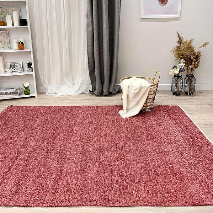 Alfa Rich 3x5 Dark Pink Washable Area Rugs for Living Room Bedroom Kitchen Girls Cotton Decor Runner