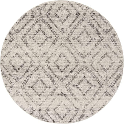 SAFAVIEH Adirondack Collection Area Rug - 10' Round, Light Grey & Grey, Modern Diamond Distressed Design, Non-Shedding & Easy Care, Ideal for High Traffic Areas in Living Room, Bedroom (ADR131C)