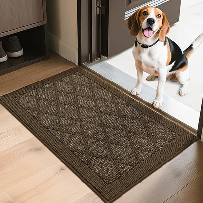 COSY HOMEER Non-Slip Door Mat 24"x36", Entryway Rugs Low Profile Absorbent Dirt Trapper Doormat for Front Entrance, Washable Polypropylene Entry Mat (Dark Brown)