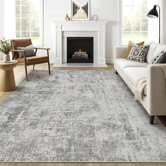 Area Rugs 9x12 Living Room: Washable Large Abstract Neutral Modern Soft Rugs Stain Resistant Indoor Floor Non-Slip Accent Carpet for Bedroom Nursery Playroom Office Dining Room Home Decor- Greige