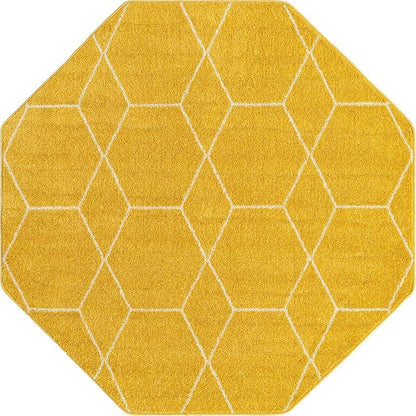 Unique Loom Trellis Frieze Collection Area Rug - Geometric (5' Octagon, Yellow/ Ivory)