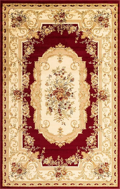 Rugs.com Chateau Collection Rug – 5' x 8' Red Medium Rug Perfect for Bedrooms, Dining Rooms, Living Rooms