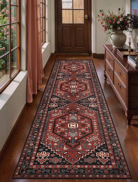 Ciicool Washable Runners Area Rug for Hallways, Ultra Soft 2x8ft Boho Runner Non-Slip Vintage Oriental Long Carpet for Kitchen Bedroom Laundry Bathroom