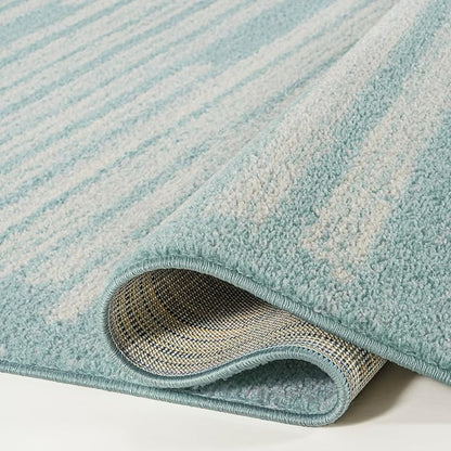 JONATHAN Y Khalil Modern Berber Stripe Turquoise/Cream Indoor Area Rug, 3x5, Contemporary, Bohemian, Easy-Cleaning for Living Room, Bedroom, Kitchen, Pet Friendly, Non-Shedding (MOH207D-3)