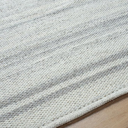Mark&Day Wool Rugs, 5x8 Janmichael Solid and Border Gray Area Rug, Grey Ivory Carpet for Living Room, Bedroom or Kitchen (5' x 7'6")