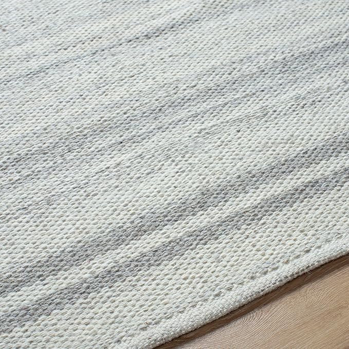 Mark&Day Wool Rugs, 4x6 Janmichael Solid and Border Gray Area Rug, Grey Ivory Carpet for Living Room, Bedroom or Kitchen (3'6" x 5'6")