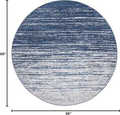 SAFAVIEH Adirondack Collection Area Rug - 8' Round, Navy & Grey, Modern Ombre Design, Non Shedding & Easy to Clean, Ideal for Living Room, Bedroom, Office, Dining Space (ADR113E)