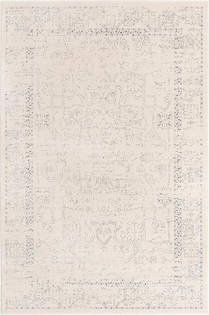 Unique Loom Isabella Collection Area Rug - Adjani (6' 1" x 9' Rectangle, White/ Blue)
