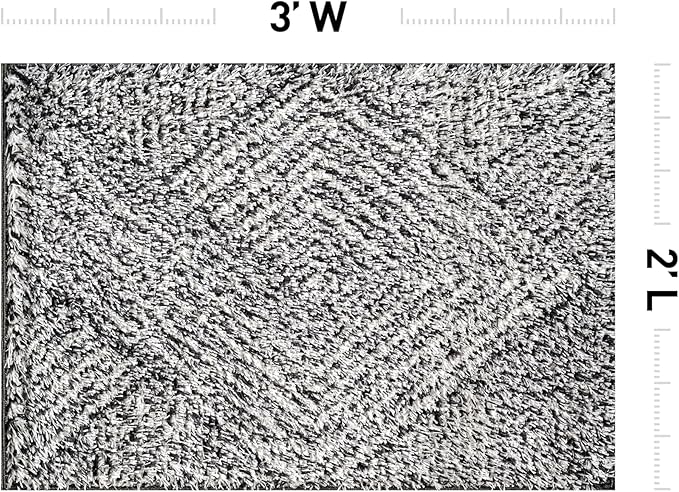Rugshop Geometric Diamond Stripe Shag Area Rug White 2' x 3' Ideal for Entryways, Kitchens, or Small Spaces