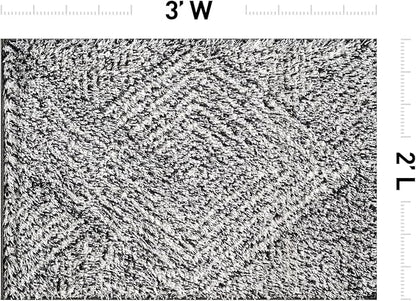 Rugshop Geometric Diamond Stripe Shag Area Rug White 2' x 3' Ideal for Entryways, Kitchens, or Small Spaces