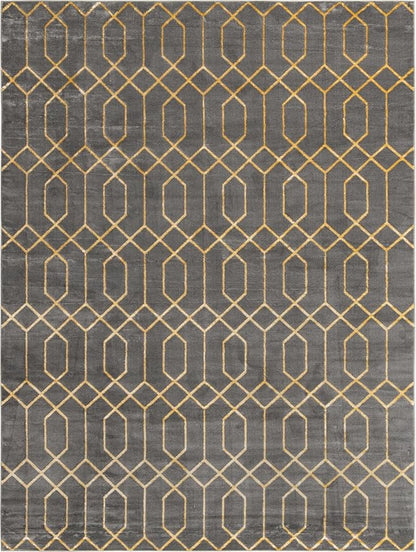 Unique Loom Glam Collection Area Rug - Trellis (10'x 13' Rectangle, Gray Gold/ Gold)