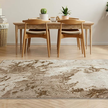 LUXE WEAVERS Marble Swirl Abstract Area Rug, Beige 6x9