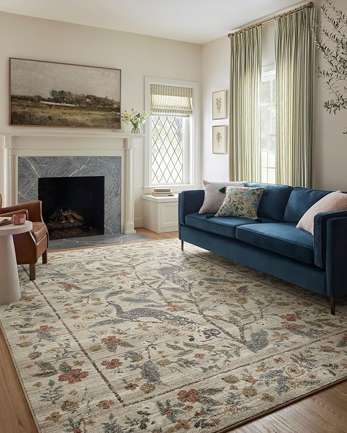 Loloi Rifle Paper Co. Laurel Collection LAU-05 Ivory 2'-8" x 4' Accent Rug