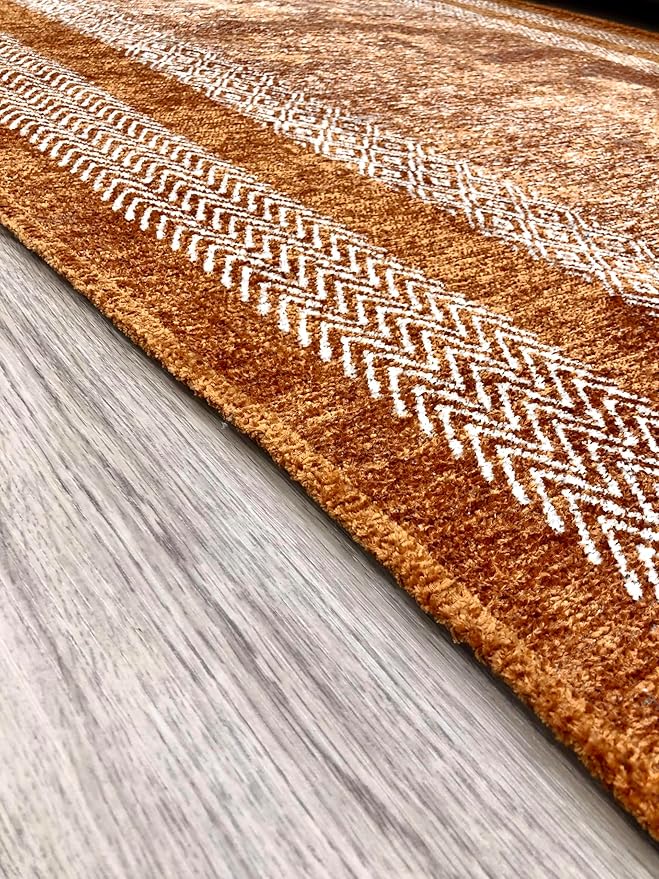Alfa Rich 3x5 Burnt Orange Washable Area Rugs for Living Room Bedroom Kitchen Cotton Decor Runner