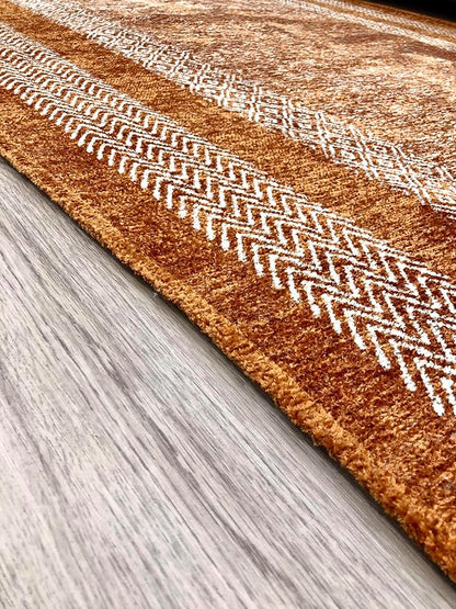 Alfa Rich 5x8 Burnt Orange Washable Area Rugs for Living Room Bedroom Kitchen Cotton Decor Rug