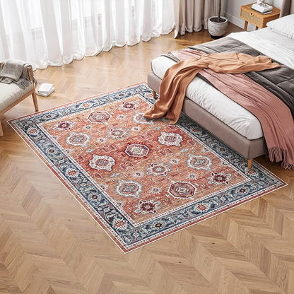 Dripex 8x10 Area Rugs - Stain Resistant Washable Rug Distressed Rugs for Living Room Dining Room Bedroom Anti-Slip Low-Pile and Soft Accent Rug Farmhouse Office Home Decor, Pet & Child Friendly