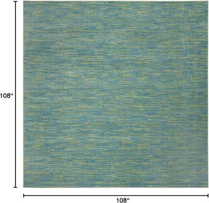 Nourison Home Nourison Essentials Blue Green 9' x Square Area Rug - Easy Clean, Non Shedding, Bed Room, Living Room, Dining Room, Kitchen (9' x Square)
