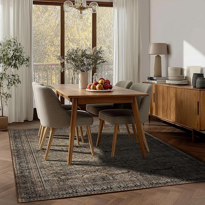 Area Rug Non Slip Machine Washable Ultra Soft Living Room/Bedroom/Kitchen/Outdoor/Classroom Vintage Brown, 4'×6'