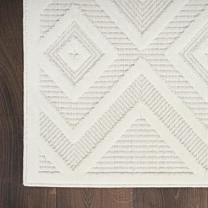 Nourison Home Versatile Ivory White 6' x 9' Area Rug - Easy Clean, Non Shedding, Bed Room, Living Room, Dining Room, Kitchen (6' x 9')