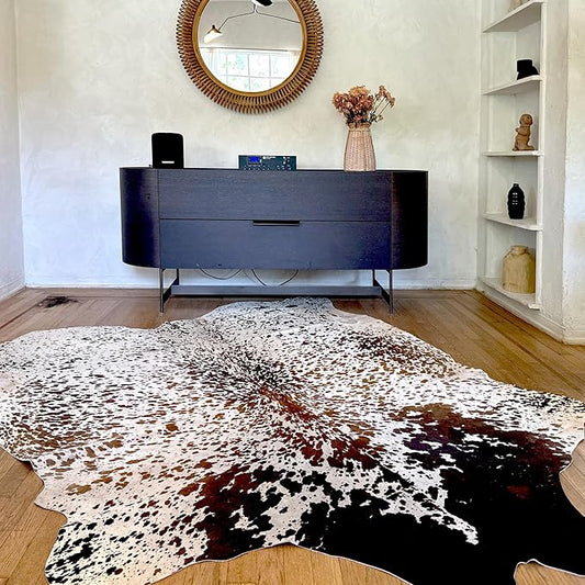 Genuine Cowhide Rug - Natural Leather Hide Rugs for Living Room & Area Rug for Bedroom - Real Cowhides Rug for Rustic Home Decor - Multicolor Speckled Cowhide Rugs, 6x6-7ft