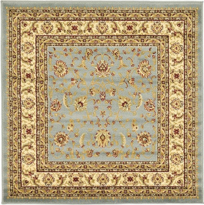 Unique Loom Voyage Collection Traditional Oriental Classic Intricate Design Area Rug (4' 0 x 4' 0 Square, Light Blue/Gold)